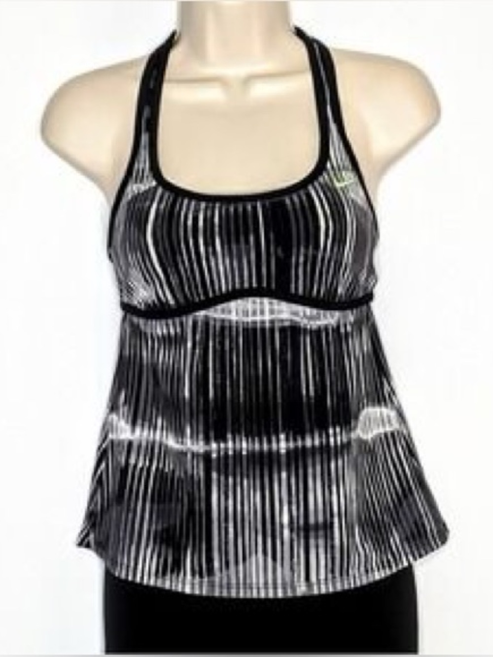 NWT Nike Women’s Tankini Top Swimwear Black/White Striped Tank Top